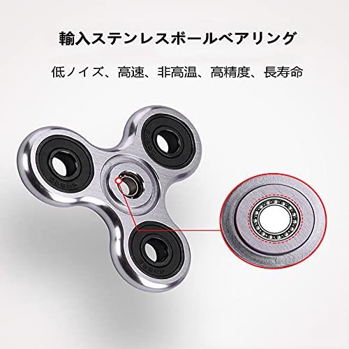 SHULLIN スピナー アルミニウム合金 ハンドスピナー ステンレススチール ベアリング ストレス解消 暇つぶし ストレス解消 暇つぶし 子供のおもちゃ（銀）