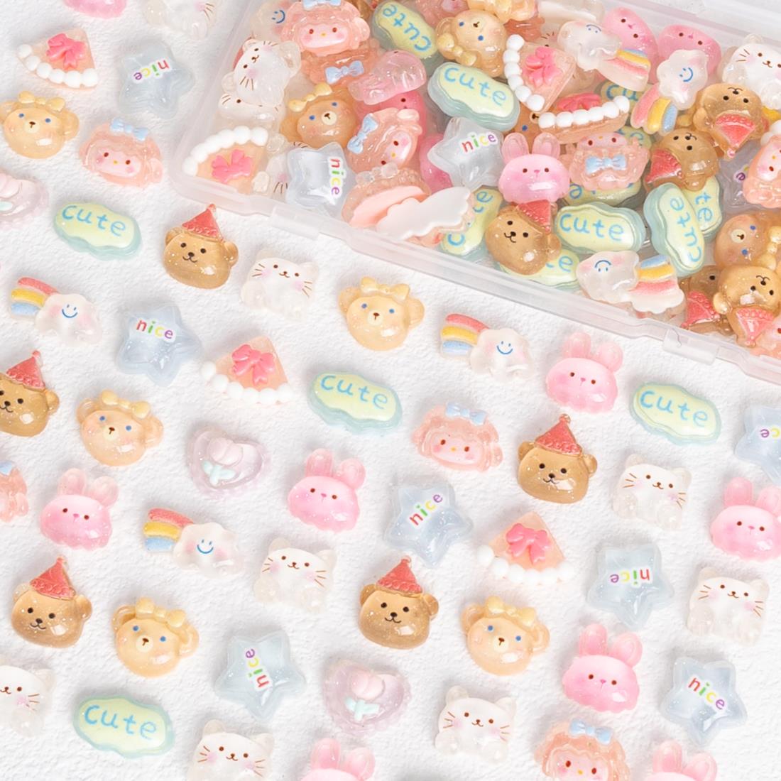 デコパーツ 樹脂 セット 【ピンクドリーム・自由にDIY可能・様々なモチーフ】 アクセサリーパーツ デコパーツ かわいい キャラクター デコ 素材 ビーズ ホイ...