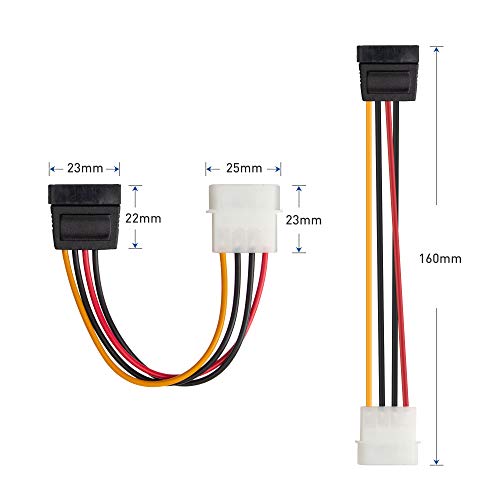 【送料無料】Cable Matters SATA 電源ケーブル モレックス SATA電源ケーブル Molex to SATA 4ピン 15cm 3本セット 3