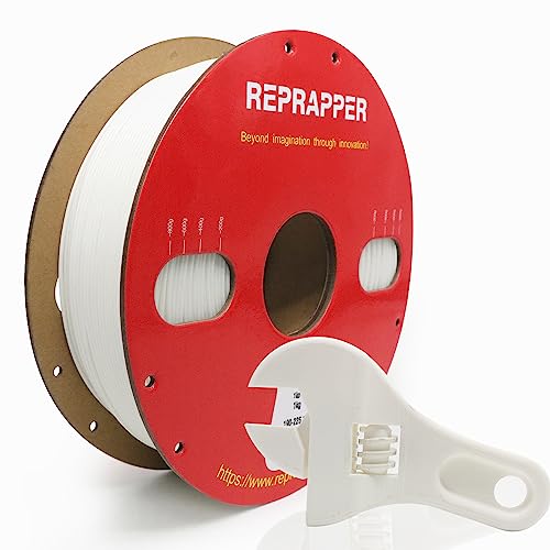 RepRapper PLA Plus 3Dプリンターフィラメント 高強度PLA 寸法精度 /-0.03mm 1.75mm径 3Dプリンター用 正味量1KG (2.2LBS) スプール造形材料PLA樹脂材料 白/ホワイト