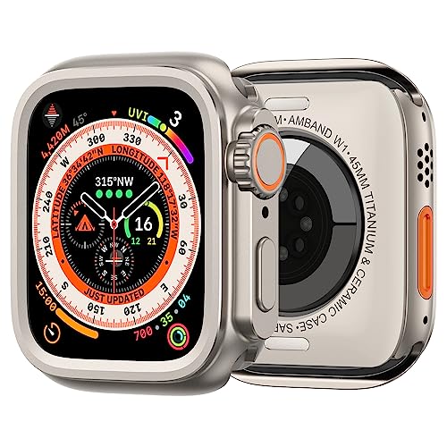 amBand 3 in 1 メタルケース Apple Watch Series 9/8/7 45mmに対応 数秒でApple Watch Ultraに変身でき アップグレード ウルトラの見た目 W1 保護カバー バンパー プロテクター 裏蓋付き チタンカラー