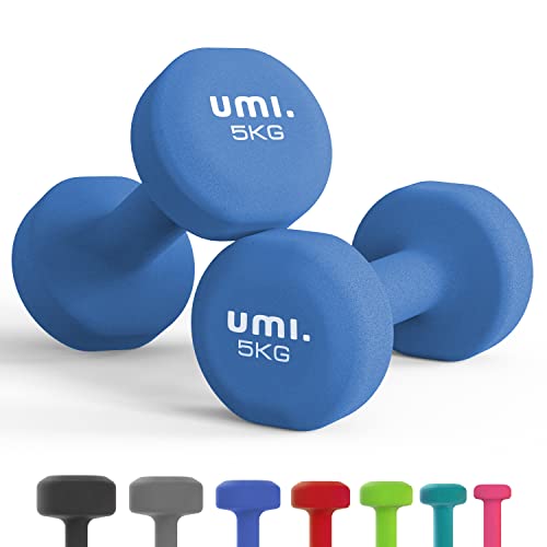 【送料無料】Umi.(ウミ) ダンベル 5kg 2個セット 筋トレ ダンベル ウエイト カラー ダンベル 鉄アレイ dumbbell (ブルー)