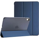 ProCase iPad 第10世代 ケース 10.9" 2022 (A2696 A2757 A2777) 三つ折りスタンド スマートカバー オートスリープ対応 半透明背面カバー(ネイビー)