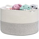 Toplife コットンロープバスケット 収納バスケット 洗濯カゴ 持ち手付き 小物 おもちゃ ブランケット収納カゴ 大容量 55*55*35cm 2色ミックス(ベージュ&グレー)