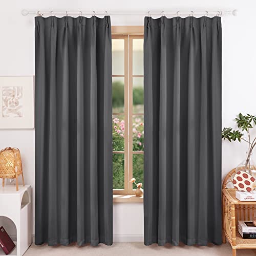 【送料無料】Deconovo 1級遮光 カーテン 幅100cm丈135cm グレー 全21色 防寒 保温 北欧 冷気遮断 UVカット おしゃれ 断熱 昼夜目隠し...