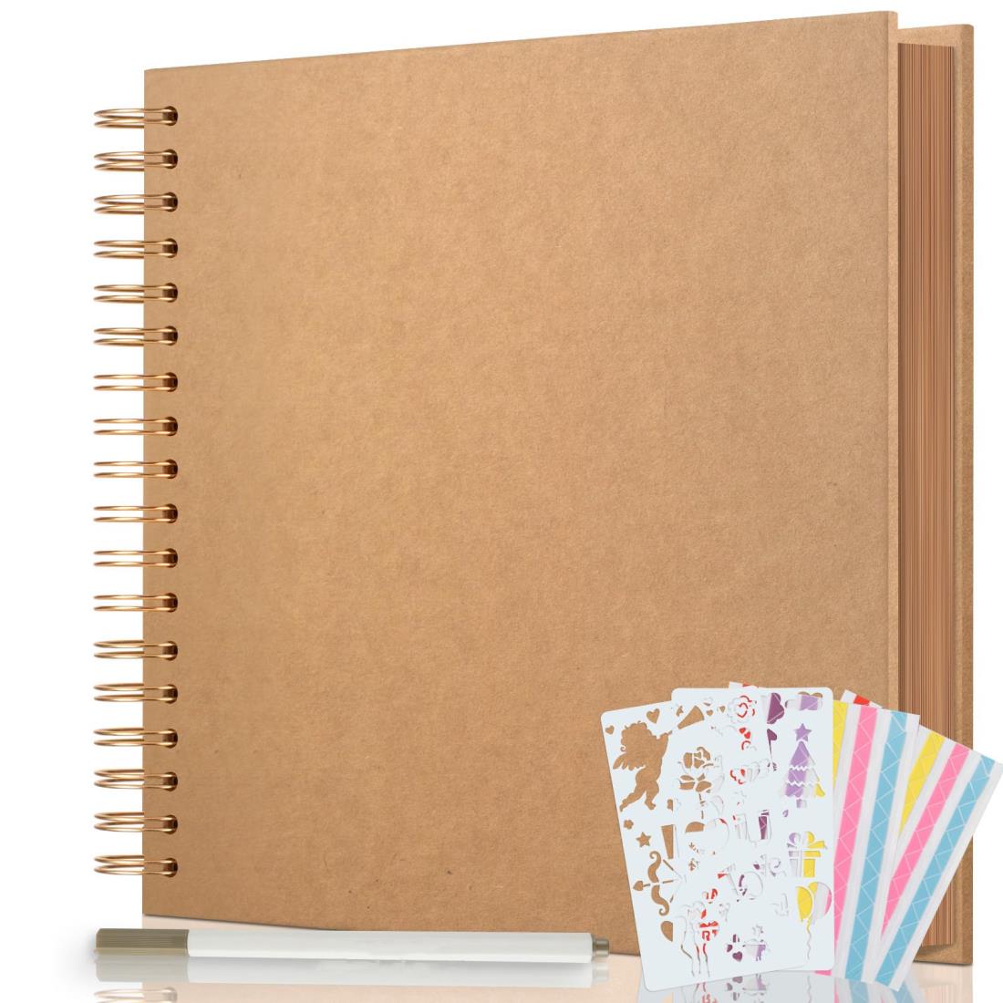 AIOR スクラップブック アルバム 手作り フォトアルバム 持ち運びも便利 耐久性 アルバム 台紙 20枚 40ページ 21CMx21CM 切り抜き帳 思い出帳 DIY写真集 誕生日 赤ちゃん写真集 卒業記念集 結婚記念 お祝いプレゼント(ブラウン)