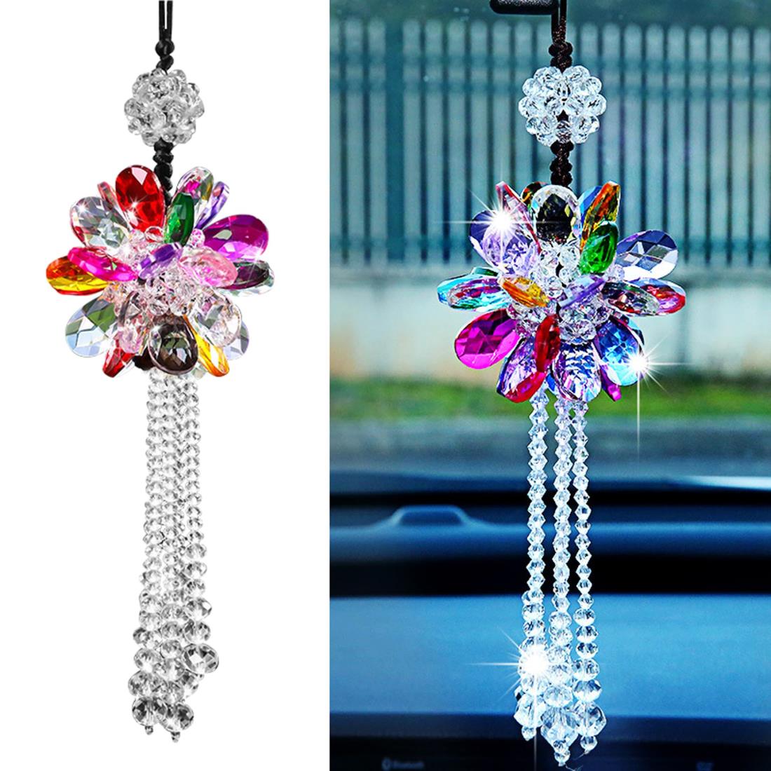 AAGWW 車の装飾 車内装飾品 デコレーション品 ギフト カーペンダント水晶のアクセサリー クリエイティブ バックミラーペンダント(デザイン:カラフルな虹色,...