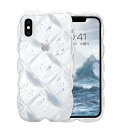 GUAGUA iPhoneXS ケース クリア ウェーブ iPhoneX 菱形バック いphone X XS 透明 うねうね スマホケース TPU キラキラ 菱...