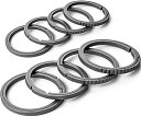 【送料無料】TIMULTI キーリング チタン キーチェーン メンズ 軽量 二重リング サイドプッシングデザイン グレー (グレー S*4個+M*4個)