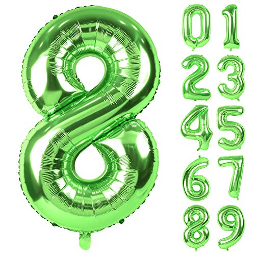 【送料無料】Lausatek バルーン アルミ風船 数字8 ナンバー 40インチ 大きい 誕生日 ハッピーバースデー 飾り付け ウェディング 記念日 パーティー 緑 約90cm グリーン