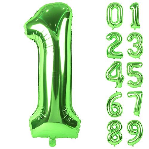 【送料無料】Lausatek バルーン アルミ風船 数字1 ナンバー 40インチ 大きい 誕生日 ハッピーバースデー 飾り付け ウェディング 記念日 パーティー 緑 約90cm グリーン
