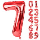 【送料無料】Lausatek バルーン アルミ風船 数字7 ナンバー 40インチ 大きい 誕生日 ハッピーバースデー 飾り付け 赤 記念日 パーティー 約90cm レッド