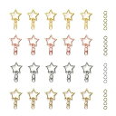 YFFSFDC キーホルダー金具 20個 回転カン付き ワンタッチキーホルダー カワイイ DIY用パーツ 手作り キーリング シルバー ゴールドなど4色 (星 ...