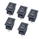 YFFSFDC 5個DC ACロッカースイッチ、SPSTミニオン/オフトグルスイッチ2ピンAC 125V-250V DC 12V 24V 36V 48V 60V...