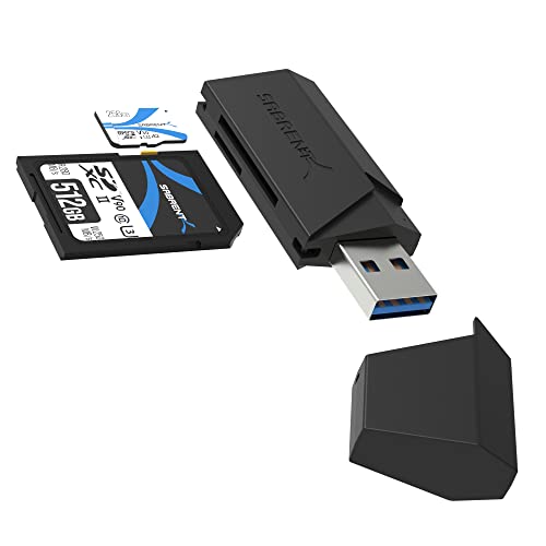 【送料無料】SABRENT SuperSpeed 2スロットUSB 3.2 Gen 1フラッシュメモリカードリーダー（Windows、Mac、Linux、および特定のAndroidシステム用）：SD、SDHC、SDXC、MMC / マイクロSD、T-Flash対応 [ブラック]（CR-UMSS）