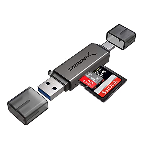 【送料無料】SABRENT USB 3.2 Gen 1とUSBタイプC OTGカードリーダー SD, SDHC, SDXC, MMC/マイクロSD、T-Flashに対応（CR-BCA2）