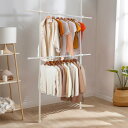 IMIEE ハンガーラック 突っ張り ツッパリハンガーラック 突っ張りハンガーラック 洋服ラック ハンガー ラック 服掛け 2段 縦横伸縮 頑丈 洗濯物干し 室内 スリム 部屋干し ラック 大容量 ワイドタイプ 衣類収納 省スペース 組立かんたん 工具不要 耐荷重90kg 横100-180cm 縦1