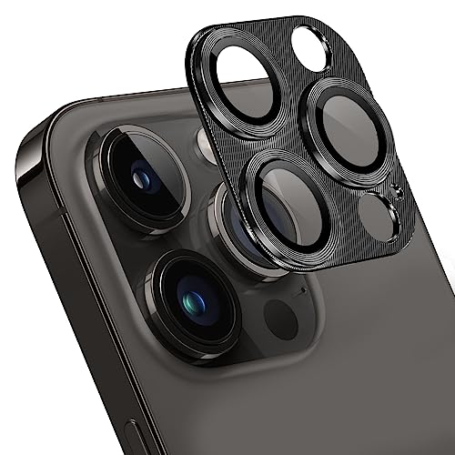 [Tobecool] iPhone 14 pro/iPhone 14 Pro Max カメラフィルム アイフォン14 Pro/アイフォン14 Pro Max カメラ保護フィルム 耐衝撃 露出オーバー防止 アルミ合金 カメラカバー (iPhone 14 Pro / 14 Pro Max, ブラック)
