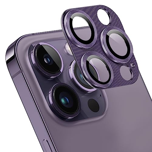 [Tobecool] iPhone 14 pro/iPhone 14 Pro Max カメラフィルム アイフォン14 Pro/アイフォン14 Pro Max カメラ保護フィルム 耐衝撃 露出オーバー防止 アルミ合金 カメラカバー (iPhone 14 Pro / 14 Pro Max, パープル)