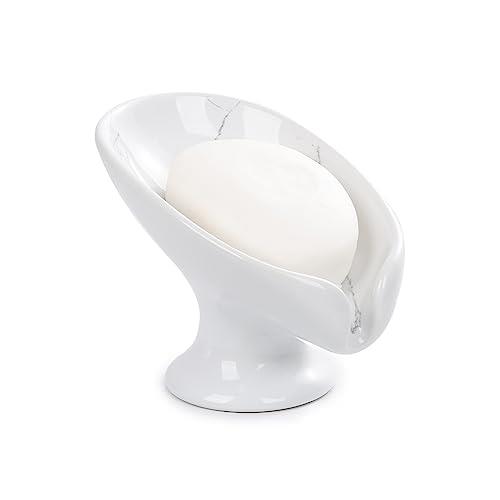 Umlaca ソープディッシュ 陶器 大理石模様 せっけんおき おしゃれ 水が流れる ソープトレー 水が切れる お風呂 バス用品 浴室 洗面台などに適用(マーブル模様)