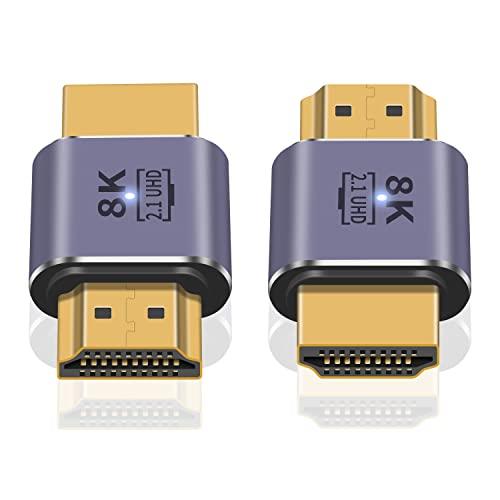 Poyiccot HDMI 変換アダプタ 8k、48Gbps HDMI オスオスアダプタ、HDMIオス- HDMIオスコネクタ、 超高速 HDMI 変換アダプタ HDMI 2.1規格 8K@60Hz 4K@120Hz 対応 8K HDMIケーブル Xbox Series UHD eARC 3D TV PC Switchなど適用、2枚
