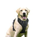 【送料無料】Rabbitgoo 犬 ハーネス 大型犬 20-32KG ソフト かわいい 犬用胴輪 引っ張り防止 負担が少ない首 輪 サイズ調整可 夜間反射 抜けない 通気性 咳き込み防止 散歩 歩行補助 老犬介護 しつけ 運動向き 犬 小型犬 中型犬 柴犬 秋田犬 (黒)