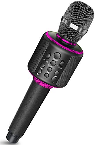 LEO WAY カラオケマイク Karaoke Bluetooth ブルートゥースワイヤレスマイク TWS合唱 伴奏 マイクスピーカー 2イン1 録音可能 音楽再生 手製の革ハンドルケース付き TFカード/AUXケーブル 3000mAh大容量 Android/iPhone/ipad/ipods対応 自宅/パーティー/カー/アウトドア/誕