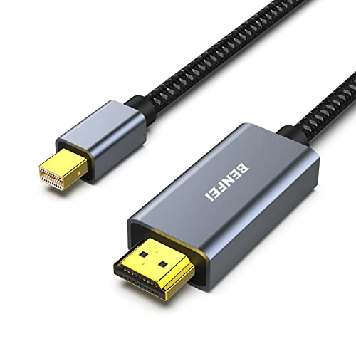 【送料無料】BENFEI Mini DisplayPort-HDMIケーブル Mini DP-HDMIケーブル（Mini DPからHDMIへの変換であり 逆方向の接続ができません） MacBook Air Pro Microsoft Surface Pro Dock モニター プロジェクターなどに対応 - グレー