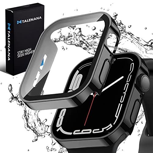 【2022全新防水モデル】 TALENANA for Apple Watch防水ケース 45mm 44mm 41mm 40mmアップルウォッチ 用 保護ケース 強化ガラスフィルム Series 8/7/6/SE/5/4 一体型 3D直角エッジ新デザイン メッキ加工 PC素材 高タッチ感度 全面保護 衝撃吸収 取付簡単 (Series 8/7,41mm,ブ