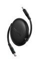 タイプc ケーブル VOLTME 巻取り式 両引きタイプ 1m USB-C to USB-C 60W PD3.0 急速充電 LEDライト付き USB Type C ケーブル データ転送 480Mbps 絡まない 軽量 コンパクト iPhone 15、MacBook Pro、Matebook、iPad、Xperia、Galaxy等Type-c機種対応(ブラック)