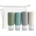 MoKo トラベルボトル 4本セット 89ml*2 & 100ml*2 トラベルグッズ 詰め替えボトル 漏れない 小分け瓶 化粧ボトル シャンプーボトル 詰め替え用 出張用 旅行用 携帯便利 収納ポーチ付き Green+Blue+Gray+White