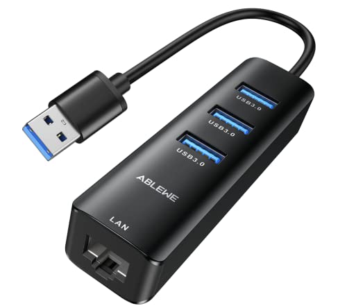 【送料無料】USB LAN 変換アダプター ABLEWE 有線LANアダプター10/100/1000Mbps RJ45 ギガビット USB3.0 3拡張 5Gbps高速データ 転送 Windows10/8.1/Mac/Linux/Surface Pro/Chromebook 対応