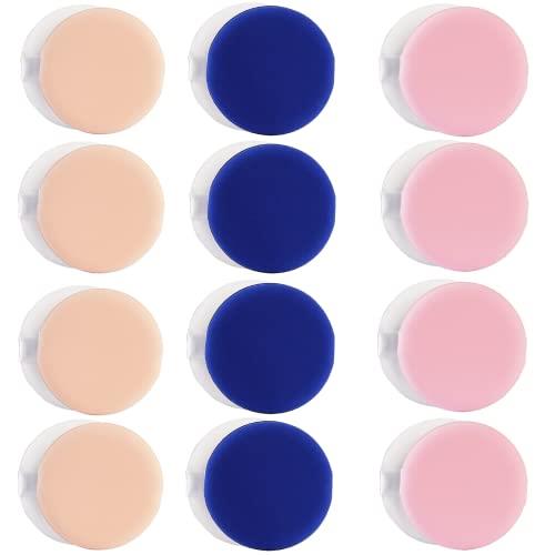 サムコス クッションファンデ パフ スポンジ メイクスポンジ メイクパフ 多機能 メイク用パフ 3色 3層構造 12個入り (ピンク、ブルー、肌の色)