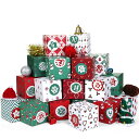 Kesote アドベントカレンダー 2024 ギフトボックス クリスマスカレンダー 24個セット ラッピング箱 カウントダウン ボックスカレンダー プチギフト プレゼント ペーパーボックス クリスマス飾り Christmas Advent Calendar