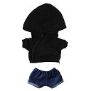 【送料無料】niannyyhouse 15cm ぬいぐるみ 服 ポケット パーカー ジーンズ 綿人形の服 着せ替え (black)