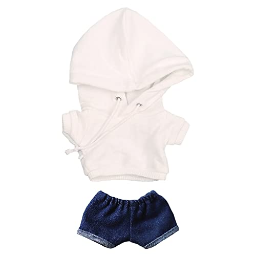 【送料無料】niannyyhouse　15cm ぬいぐるみ 服　パーカー　ジーンズ　綿人形の服　着せ替え (white)