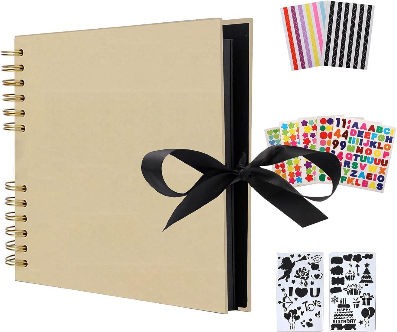 AIOR 手作りアルバム スクラップブック フォトアルバム 大容量 DIY 台紙 40枚80ページ 31CMx21.5CM 写真アルバム 手作りフォトブック 切...