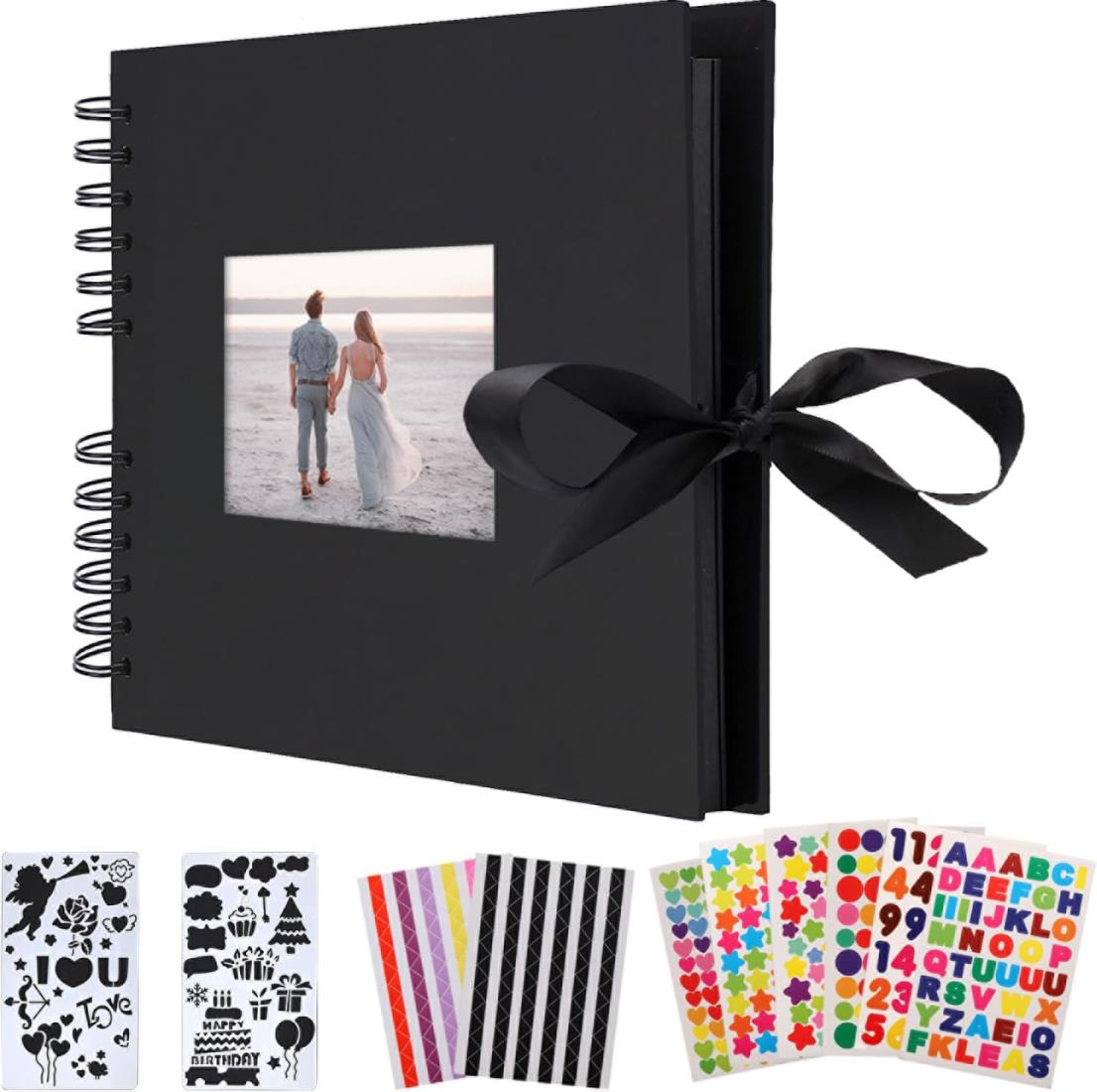 AIOR 手作りアルバム スクラップブック フォトアルバム 大容量 DIY 台紙 40枚80ページ 31CMx21.5CM 写真アルバム 手作りフォトブック 切...