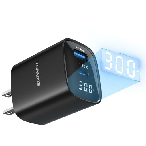 TOPADRE 30W 急速 充電器 Type C ディスプレイ搭載 PD充電器 2ポート (USB-C&USB-A)【GaN採用 小型 PD/PPS/QC4+/SCP規格対応/PSE技術基準適合】 iPhone 16-8シリーズ/iPad/Galaxy S24 S23/Google Pixelシリーズ/Switch/iWatchなどに対応 (黒色) TOPADRE 30W 急速 充電器 Type C ディスプレイ搭載 PD充電器 2ポート (USB-C&USB-A)【GaN採用 小型 PD/PPS/QC4+/SCP規格対応/PSE技術基準適合】 iPhone 16-8シリーズ/iPad/Galaxy S24 S23/Google Pixelシリーズ/Switch/iWatchなどに対応 (黒色)