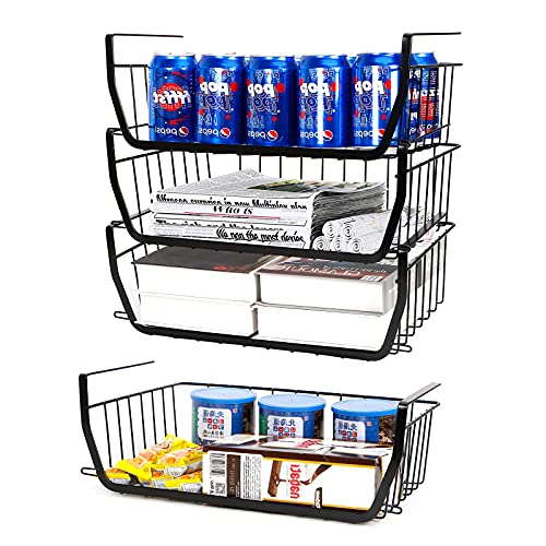 【送料無料】yazi 吊り下げ収納ラック 4個セット 戸棚下収納ラック キッチン吊り下げ棚 積み重ね 連結可能 調味料・クローゼット 収納ケース 荷重5kg 省...