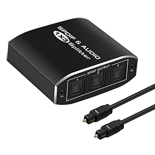 【送料無料】NEWCARE SPDIF/TosLink 光デジタル 分配器 1入力3出力 光ケーブル 分配器 LPCM2.0 DTS5.1 Doldy Digitalに対応 USBケーブルと光ケーブル付属 PS5/XBOX/Blue-Ray/Fire TV/Blu-ray/DVDプレーヤーに対応