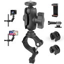 JEBUTU スーパークランプ カメラマウント 自転車/バイク/オートバイ/車載用 Goproマウント&スマホホルダー付 カメラホルダー ボールヘッドアーム カメラアーム クリップマウント マジックアーム ボールヘッド 2点 360度回転 角度調整 カメラグリッパー・モニター 1/4ネジ 分