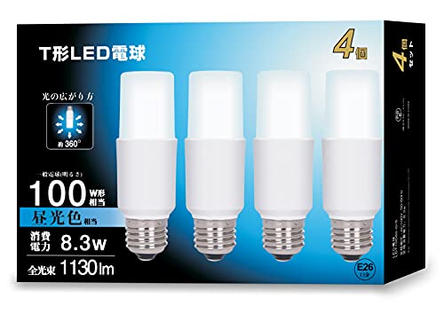 【送料無料】okalumi LED電球 100W形相当 E26口金 昼光色 T形タイプ 断熱材施工器具対応 全方向タイプ 電球型蛍光灯 EFD25 形代替推奨 4個セット 1