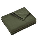 フラットシーツ ダブル 220x250cm 敷きシーツ ベッドシーツ オーガニックコットン アッパーシーツ 洗いざらしの綿100% 無地 オリーブグリーン(3)