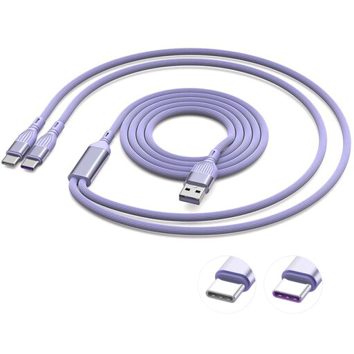 USB タイプc 充電 ケーブル 2in1 66W/6A 急速充電ケーブル データ転送 Y字 Type A to Type C 二股 2台同時充電 シリコン製 柔らかい 絡まない 断線防止 iPhone 16シリーズ/iPhone 15シリーズ/Mac Book/iPad/Xperia/Galaxy等Type-c機種対応 1.5M(パープル,Juckier) USB タイプc 充電 ケーブル 2in1 66W/6A 急速充電ケーブル データ転送 Y字 Type A to Type C 二股 2台同時充電 シリコン製 柔らかい 絡まない 断線防止 iPhone 16シリーズ/iPhone 15シリーズ/Mac Book/iPad/Xperia/Galaxy等Type-c機種対応 1.5M(パープル,Juckier)