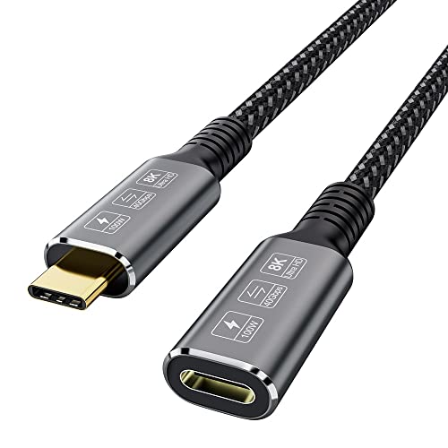 【USB4Ultra8Kビデオ延長ケーブル】このUSB4オス-メスケーブルを使用すると、USB-Cポート（ビデオのDP代替モードをサポート）を備えたラップトップからUSB-Cポートを備えた外部モニターに接続できます。外部を接続する必要がありますラップトップまたはディスプレイに接続するためのUSB4オス/オスケーブル、M /MUSB-4ケーブルはパッケージに含まれていません【実用的な100W電力供給充電】このUSB4ケーブルは最大100W20V/ 5A充電に対応でき、USB-Cデバイスの使用時に電力を供給します。より高速な電力供給を確保するために、一致する元のアダプターを使用してくださいお使いのデバイス。【USB4.0Max40Gbpsデータ転送速度】このUSB4ケーブルは最大40Gbpsのデータ転送速度に到達でき、送信速度はThunderbolt3の2倍です。データを送信する場合、データ送信機器は40Gbpsをサポートする必要があります。【使いやすく便利な耐久性のあるデザイン】金メッキコネクタ付きのこのUSB4ケーブル、頑丈なアルミニウムシェル、編組ナイロン、USB4オス-メス延長ケーブルは、デバイスのオス-オスケーブルの一部が短すぎるという問題を解決します。【幅広い互換性】このUSB4Type-Cケーブルは、Macbook Pro 2021 2020、2019、2018、Dell XPS、Google Pixel、ChromeBook、その他のDP代替モード対応デバイスなどのほとんどのUSB-Cデバイス（主にラップトップ）と広く互換性があります、Thunderbolt 3との下位互換性、ハードドライバー/USB-Cハブ/ドッキング/データ用eGPUと接続することもできます。USB4.0 USB C to USB C Male to Female Cable, OD5.0mm, Connector Gold plated, Guaranteed transmission rate, Pure Cooper cable with braided Nylon. USB-C Connector. Important Notes While Using: 1: Video Output:It allows to connect from your USB-C Devices to your Monitors with USB C Port,it can max support Ultra HD 8K@60Hz 5K@60Hz,4K@120Hz Video Resolution.An additional USB 4 Male to Male cable is needed,but not included in our Package.2: 40Gbps Data Transfer:You can connect with your Hard Driver Devices or other data storage device for data transfer,transfer rate can reach max to 40Gbps(USB3.1 is 10Gbps,¬TB2 is 20Gbps).3: 20V 5A Power Delivery:You can connect from power adapter to your USB-C Devices and charge your Laptops or other Type-c Devices.Supporting Max 20V/5A 100W Charging.Important Notes While Using: 1:If you would like to output video via this USB 4 Type-c Cable,your source devices and your monitors' relatively port should all support dp alternate mode for video transmitting.2:The transfer rate ultimately depends on your device and your own data.Packing Contents: 1x0.8m USB4 M/F Cable