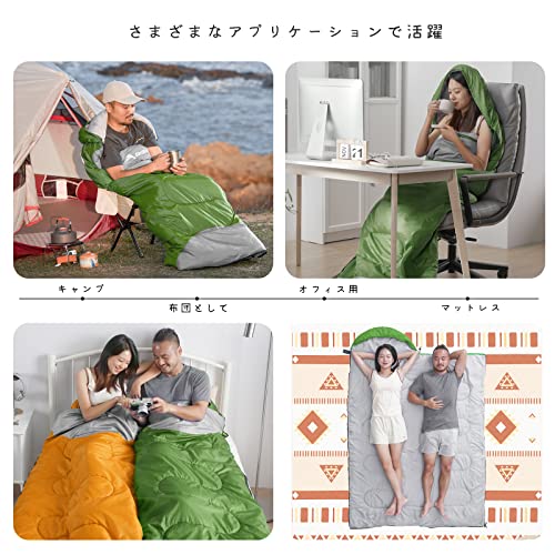 【送料無料】BISINNA 寝袋 キャンプ寝袋 シュラフ 封筒型 2人用に連結可能 枕付き 軽量 コンパクト 快適温度25℃ 洗える 210T防水 アウトドア キャンプ 登山 車中泊 防災用 部屋用 収納袋付き 幅80*奥行さ220 夏用 （1.2kg グリーン 左開き） primeplus-10027210 プライムプラス 楽天市場店 サンプル画像2