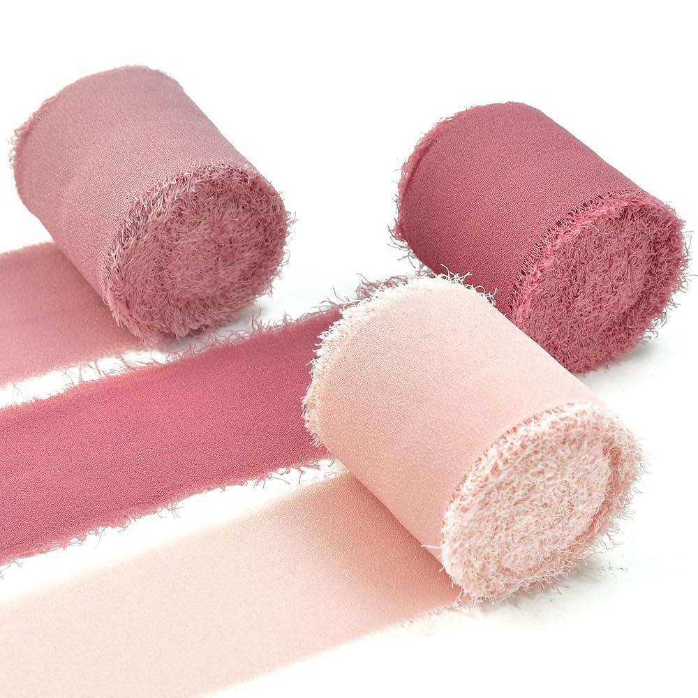 COOLBOTANG シフォンリボン 3巻 3色 オーガンジーリボン ギフトラッピング 包装用リボン 花束 手芸 服飾 結婚式 DIY 誕生日 成人式 パーティ...