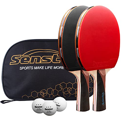 【送料無料】Senston 卓球セット 卓球ラケット 2本、ポータブルバッグ1個 、ピンポン球3個 つ 初心者 中高級プレイヤーのトレーニング、試合