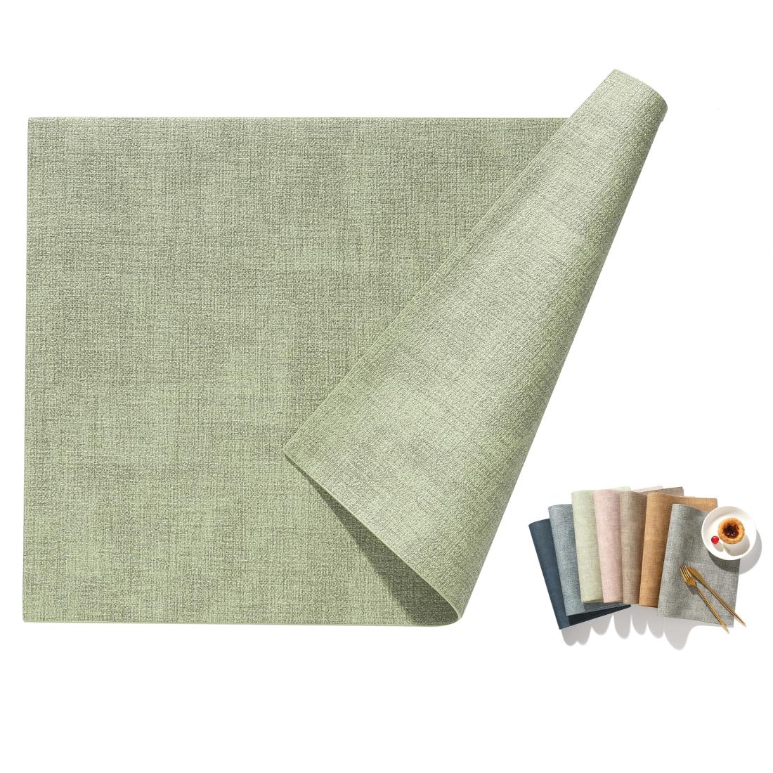 Univo Colors ランチョンマット 高質PUレザー 4枚セット おしゃれ 華やか 飾り 清潔しやすい 家庭用 レストラン用 丸洗いOK 撥水 防汚 断熱 滑り止め （43cm×30cm、4セット, ライトグリーン）